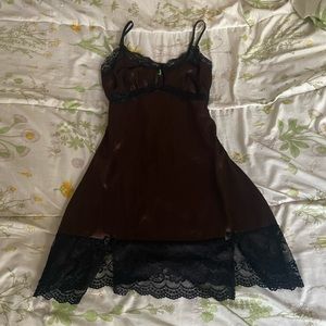 Tunnel Vision brown slip dress